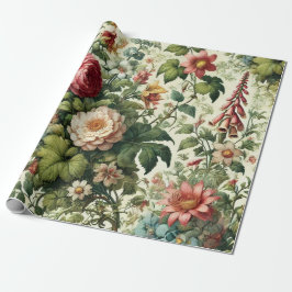 Papel De Regalo Patrón floral botánico sin mar