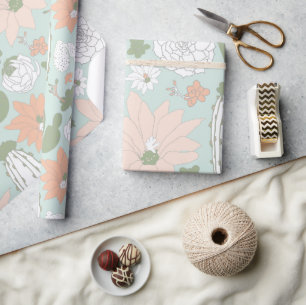 Papel De Regalo Patrón floral caprichoso de cactus