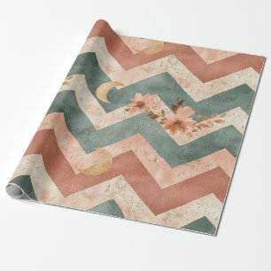 Papel De Regalo Patrón Floral Chevron de Luna Rústica (6)