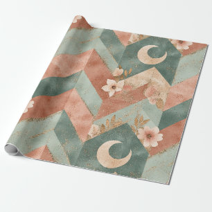 Papel De Regalo Patrón Floral Chevron de Luna Rústica (7)
