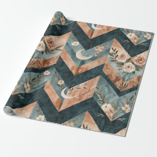 Papel De Regalo Patrón Floral Chevron de Luna Rústica (8)