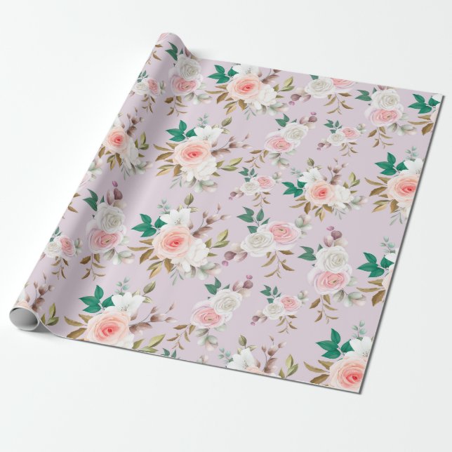 Papel De Regalo Patrón floral clásico (Desenrollado)