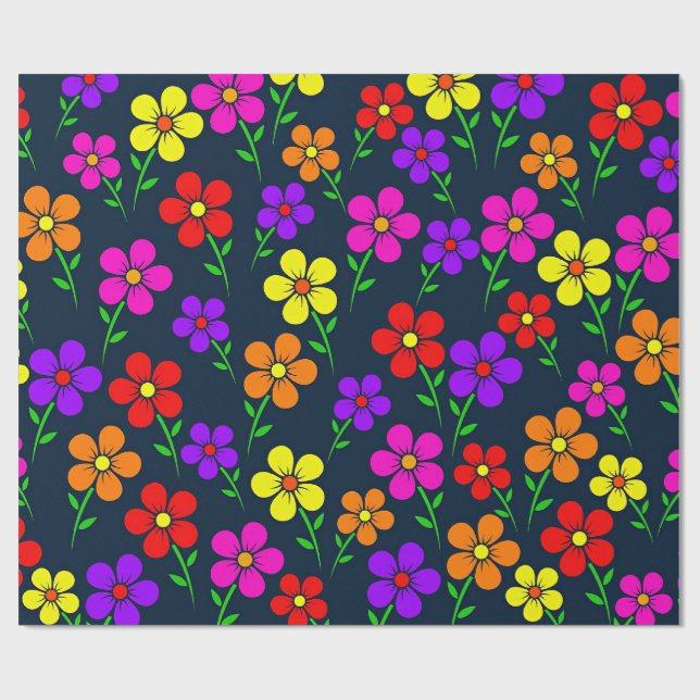 Papel De Regalo Patrón floral colorido (Superficie plana)