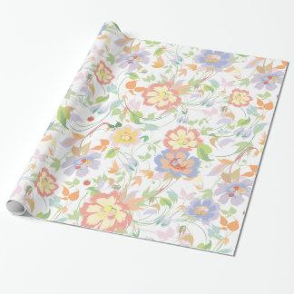Papel De Regalo Patrón floral colorido Allover de la cabaña
