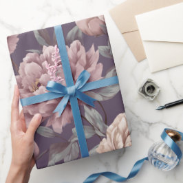 Papel De Regalo Patrón floral crema de peonía malva romántica