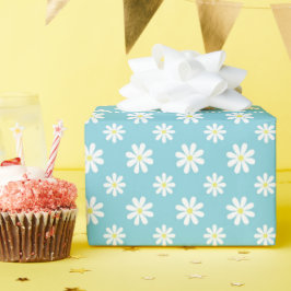 Papel De Regalo Patrón floral Cute Blue Daisies