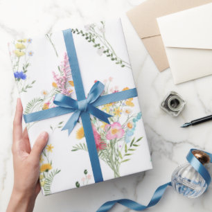 Papel De Regalo Patrón floral de acuarela de flores silvestres