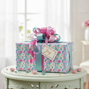 Papel De Regalo Patrón floral de acuarela pastel