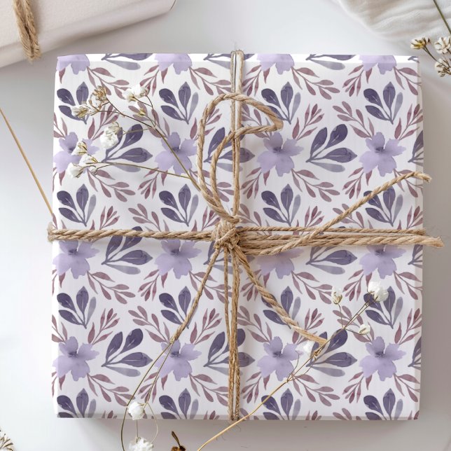 Papel De Regalo Patrón floral de acuarela púrpura rusa (Subido por el creador)