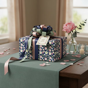 Papel De Regalo Patrón floral de acuarela rosa y amarilla