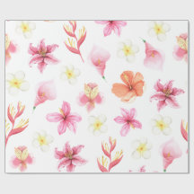 Patrón floral de acuarela tropical rosa