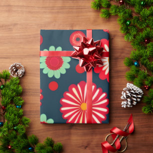 Papel De Regalo Patrón floral de arcoiris retro vintage