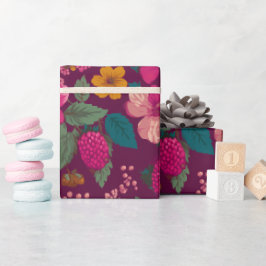 Papel De Regalo Patrón floral de baya brillante