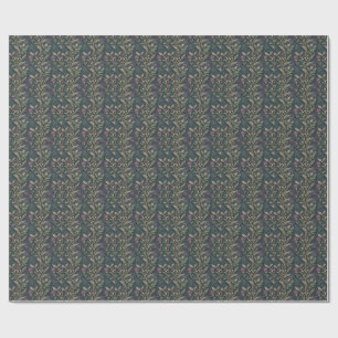 Papel De Regalo Patrón Floral de Cardo y Tartán de Escocia Patrimo