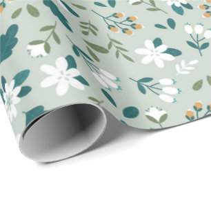 Papel De Regalo Patrón floral de colorido sin brillo