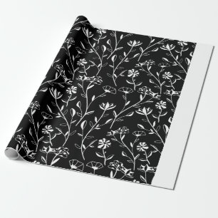 Papel De Regalo Patrón floral de contorno inmaculado. Dibujo de ma