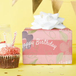 Papel De Regalo Patrón floral de coral