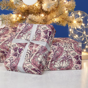 Papel De Regalo Patrón floral de crema dorada William Morris Rosa