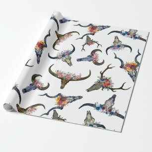 Papel De Regalo Patrón Floral de Cuerno de Ciervo