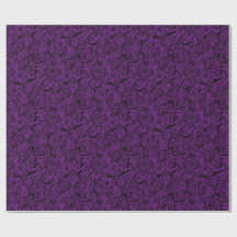 Patrón Floral de Damasco Murciélagos Rosas Purpúre