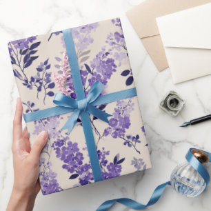 Papel De Regalo Patrón floral de flor de lila crema Cottagecore