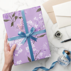 Papel De Regalo Patrón floral de flor de lila lavanda femenina
