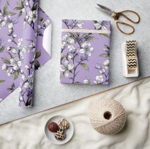 Papel De Regalo Patrón floral de flor de lila lavanda femenina