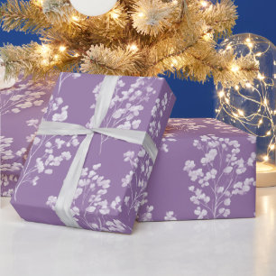 Papel De Regalo Patrón floral de flor de lila lavanda femenina