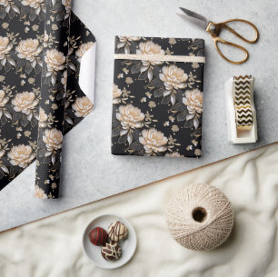 Papel De Regalo Patrón floral de flor de peonía elegante lujoso