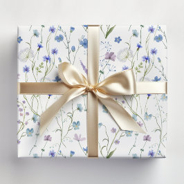 Papel De Regalo Patrón Floral de Flor Silvestre Bonita Morada Azul
