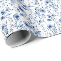 Patrón floral de flores silvestres acuarela azul b