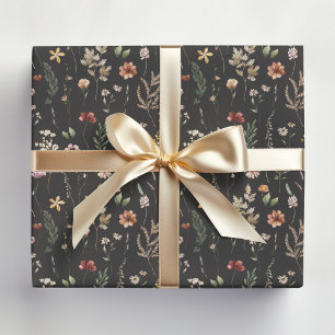 Papel De Regalo Patrón floral de flores silvestres bonitas acuarel