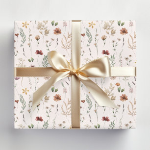 Papel De Regalo Patrón floral de flores silvestres bonitas acuarel