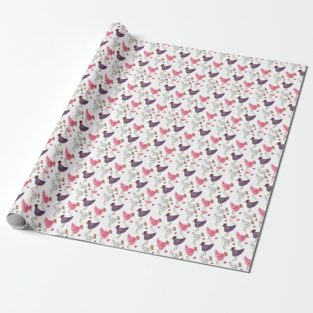 Papel De Regalo Patrón floral de gallo de agua (Desenrollado)