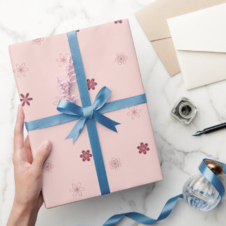 Papel De Regalo Patrón floral de garrapatas rosadas