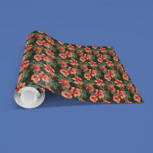 Papel De Regalo Patrón floral de hibisco rojo Aloha Ula