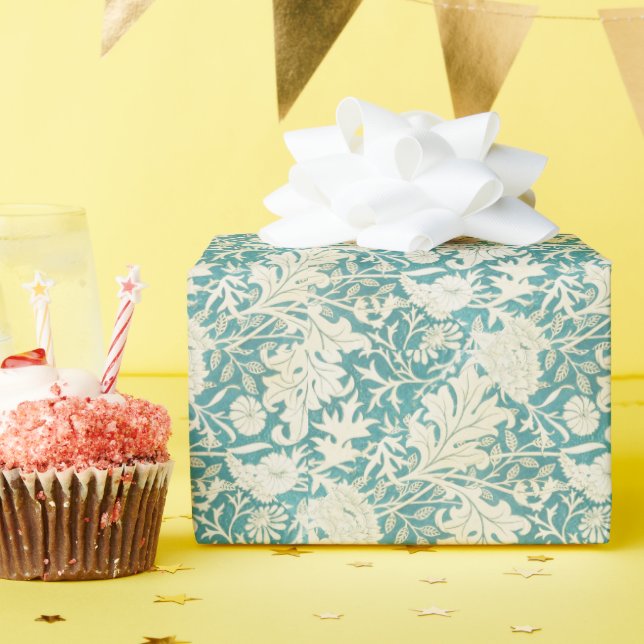 Papel De Regalo Patrón floral de John Henry Dearle Aqua (Fiesta de cumpleaños )