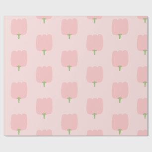 Papel De Regalo Patrón floral de las flores de tulipano rosado de 