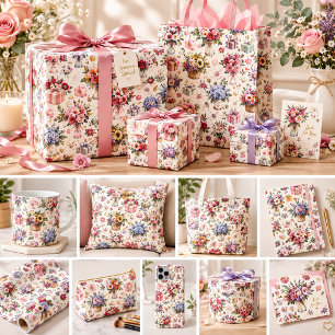 Papel De Regalo Patrón floral de lavanda vintage suave flor púrpur
