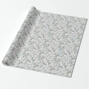 Papel De Regalo Patrón floral de magnolia en gris suave