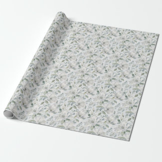 Papel De Regalo Patrón floral de magnolia en gris suave