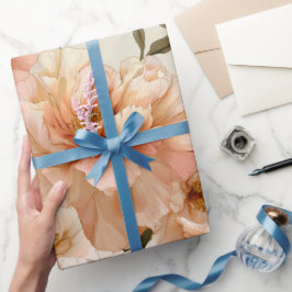 Papel De Regalo Patrón floral de marfil y peonía melocotón románti