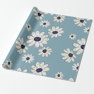 Papel De Regalo Patrón floral de margarita minimalista (2)