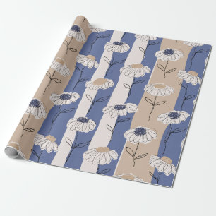 Papel De Regalo Patrón floral de margarita minimalista (4)