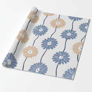 Papel De Regalo Patrón floral de margarita minimalista (6)