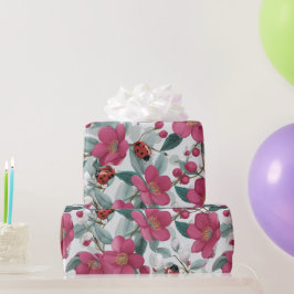 Papel De Regalo Patrón floral de mariquita
