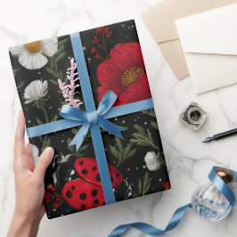 Papel De Regalo Patrón floral de mariquita