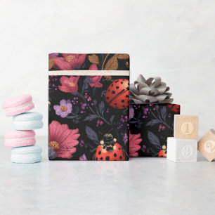 Papel De Regalo Patrón floral de mariquita