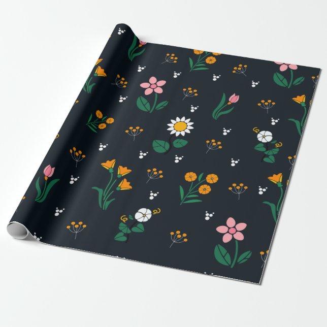 Papel De Regalo patrón floral de moda (Desenrollado)