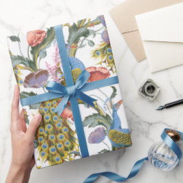 Papel De Regalo Patrón floral de pavo real Art Nouveau